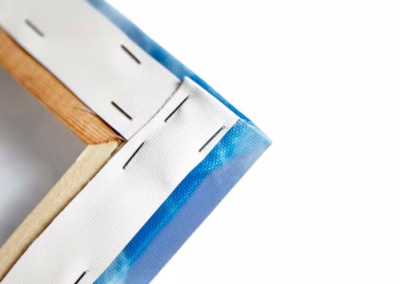 Feszített vászonkép hátoldala