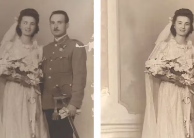 Digitális kép retusálás átdolgozás előtte utána kép esküvői pár