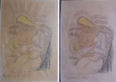 papír restaurálás előtte-utána újság rajz