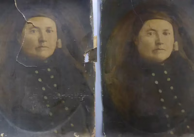 festmény restaurálás előtte utána idős nő